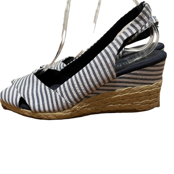 lauren ralph lauren cassara wedge espadrille striped sandals blue size 9.5 - Picture 5 of 8